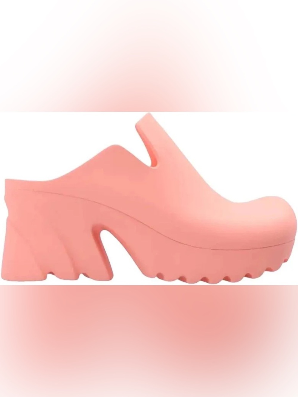 Bottega Veneta flamingo pink pump micro rubber flash chunky clogs mules 37